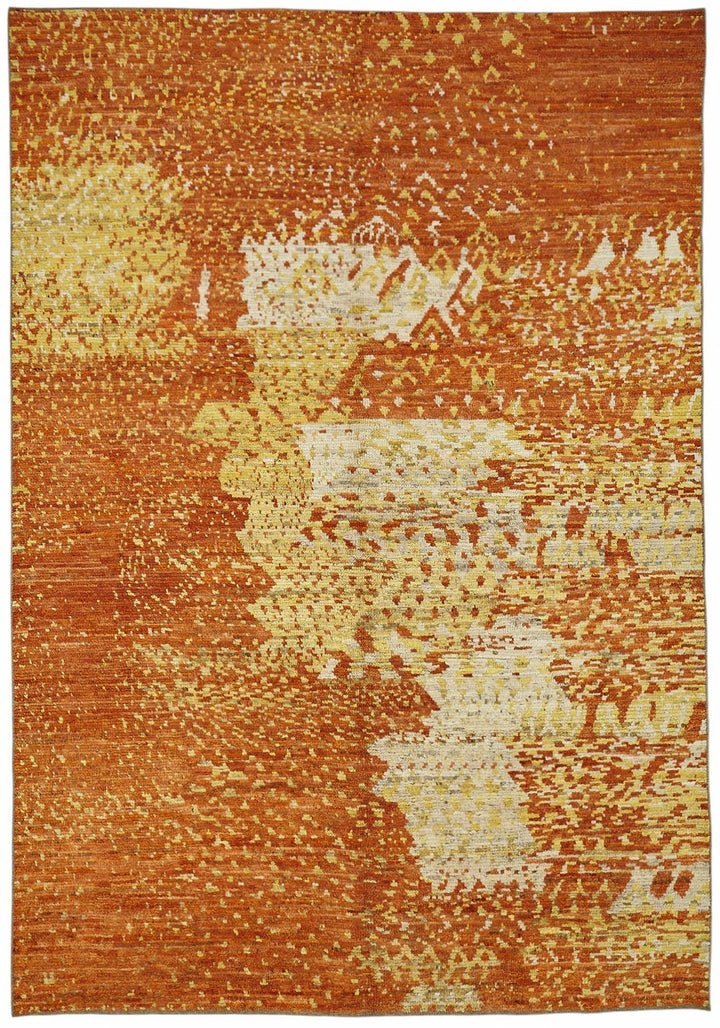 7x9 Orange Modern Tribal Rug - 48112