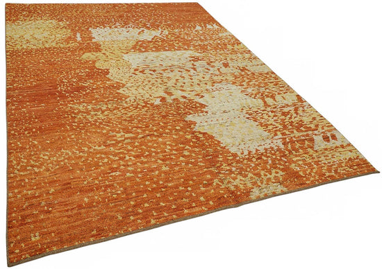 7x9 Orange Modern Tribal Rug - 48112