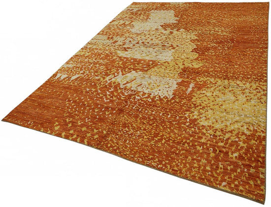 7x9 Orange Modern Tribal Rug - 48112