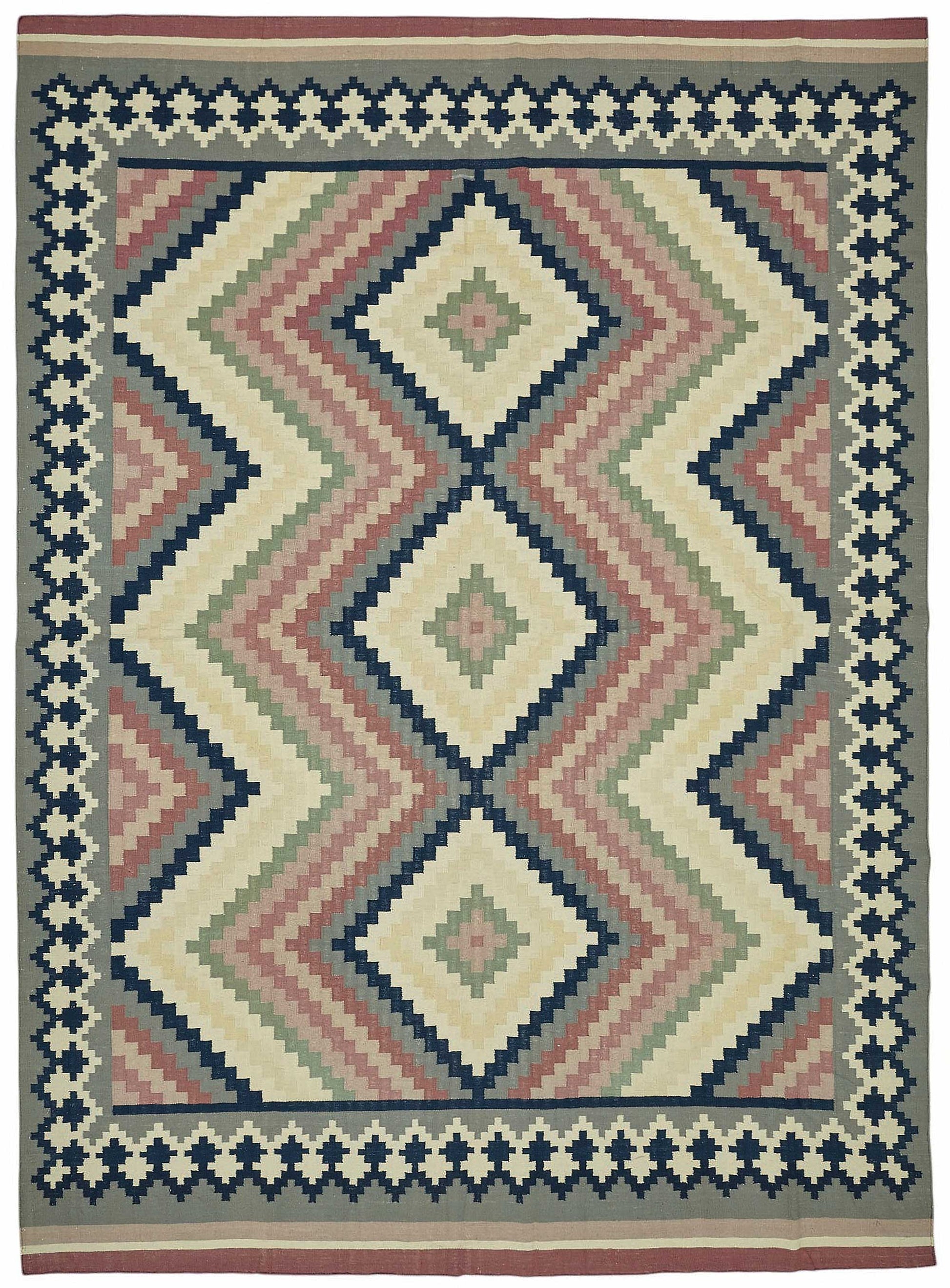 10x14 Geometric Dhurrie Kilim Rug - 48853