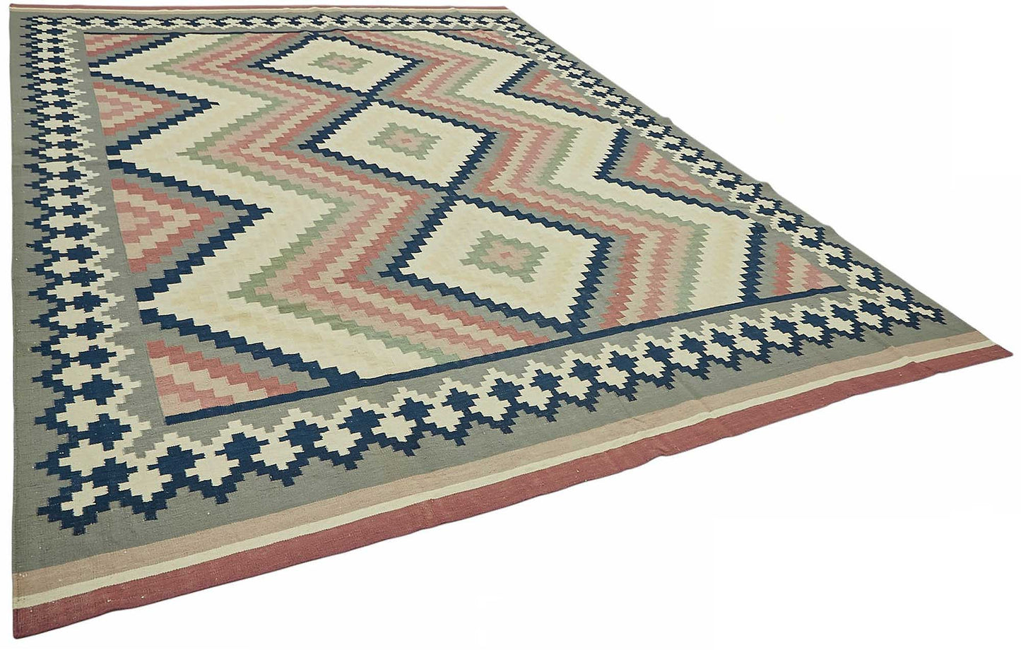10x14 Geometric Dhurrie Kilim Rug - 48853