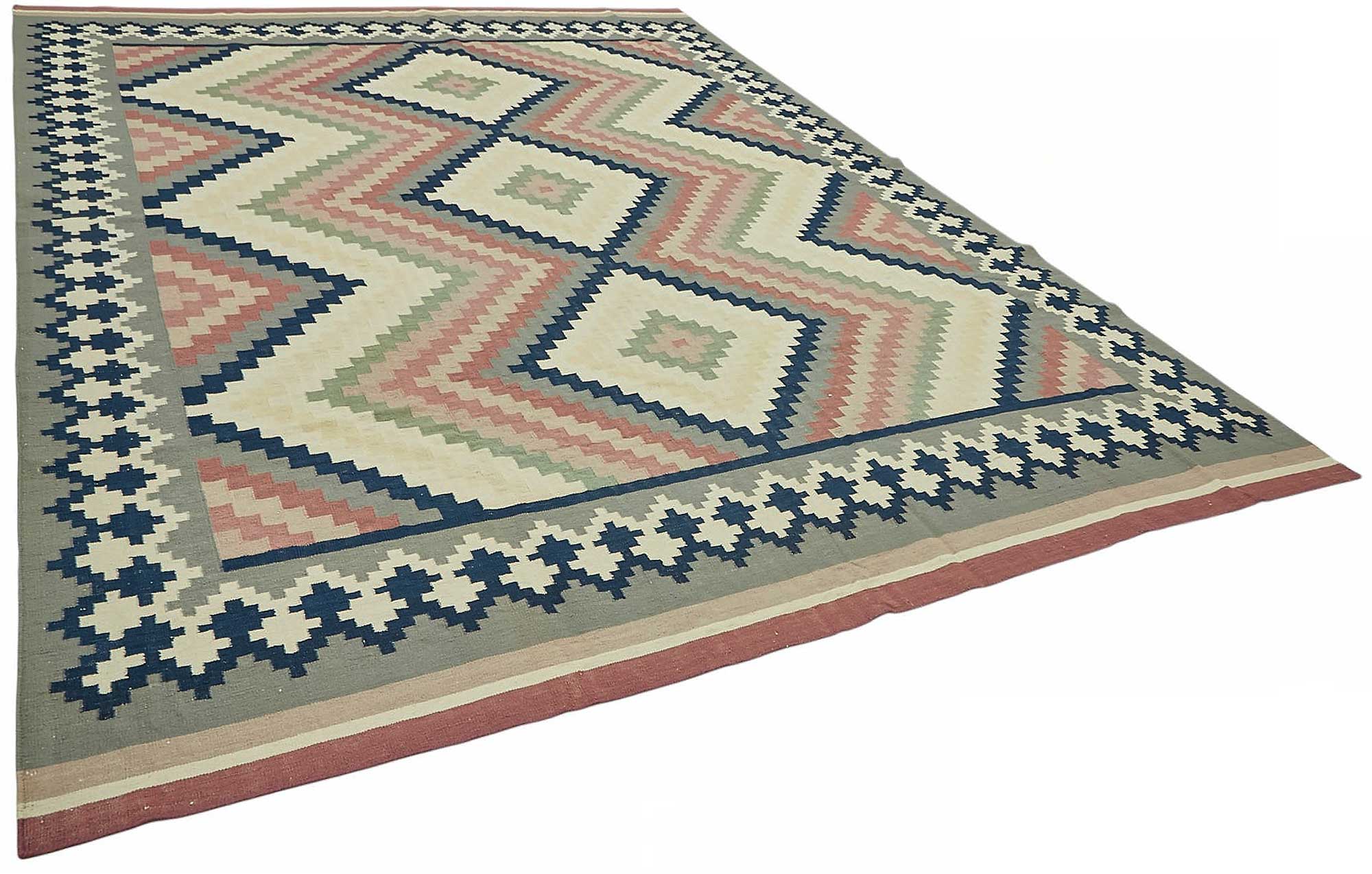 10x14 Geometric Dhurrie Kilim Rug - 48853