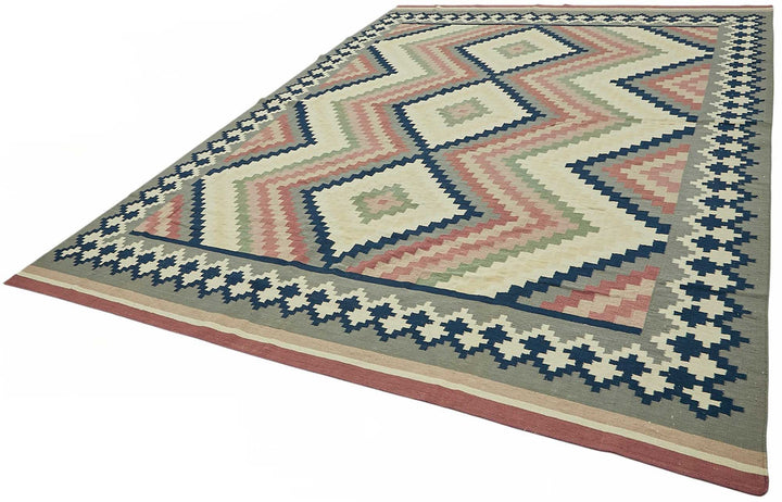 10x14 Geometric Dhurrie Kilim Rug - 48853