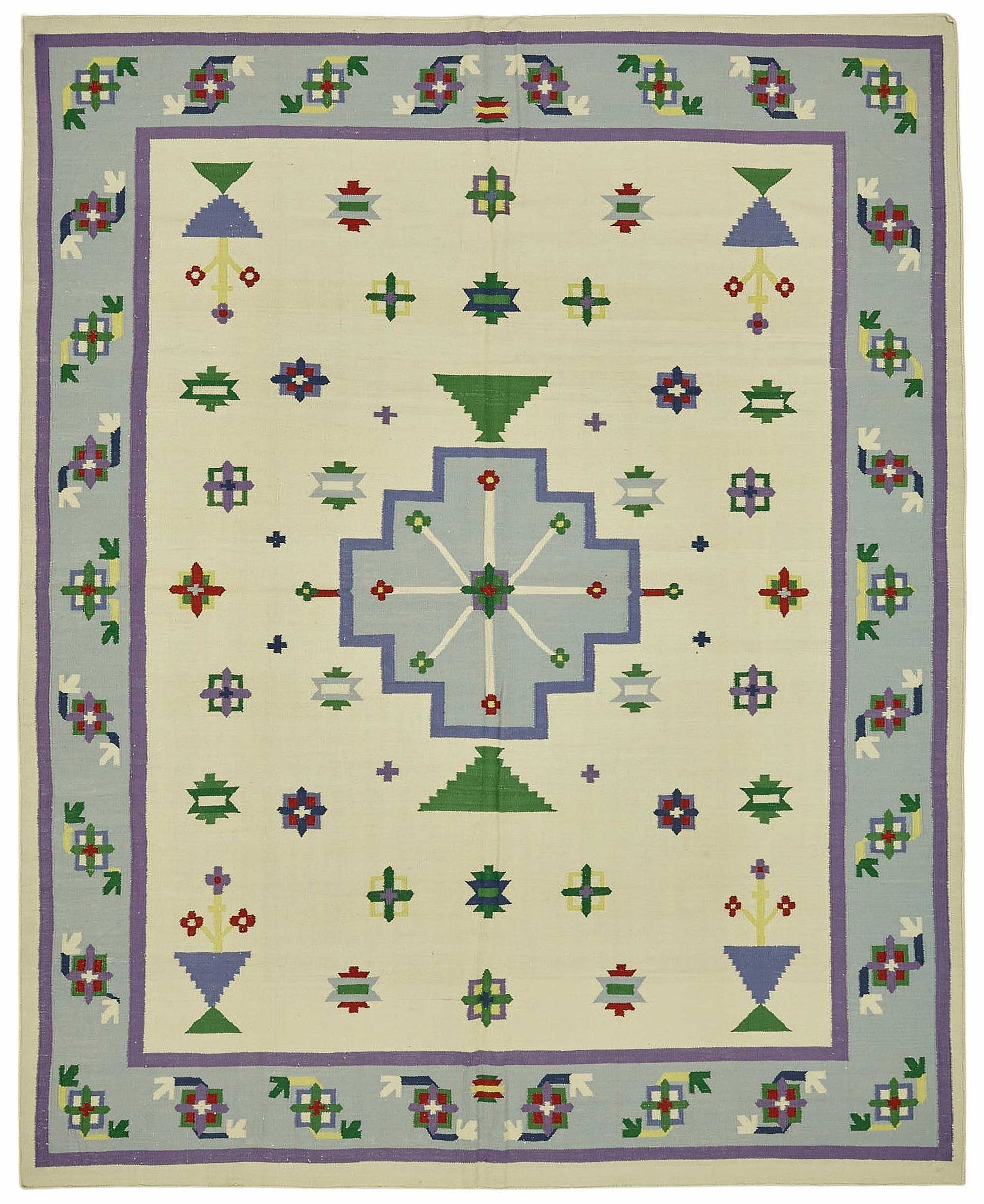 8x10 Hand-Woven Dhurrie Kilim Rug - 48859