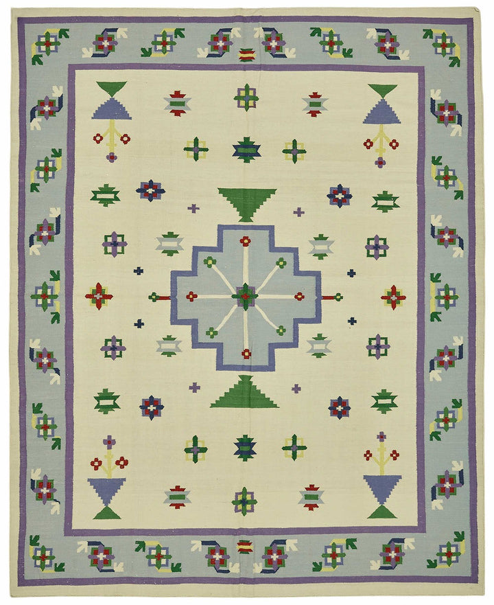 8x10 Hand-Woven Dhurrie Kilim Rug - 48859