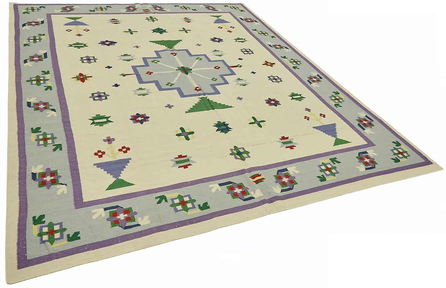 8x10 Hand-Woven Dhurrie Kilim Rug - 48859