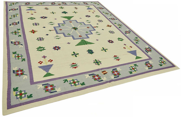 8x10 Hand-Woven Dhurrie Kilim Rug - 48859
