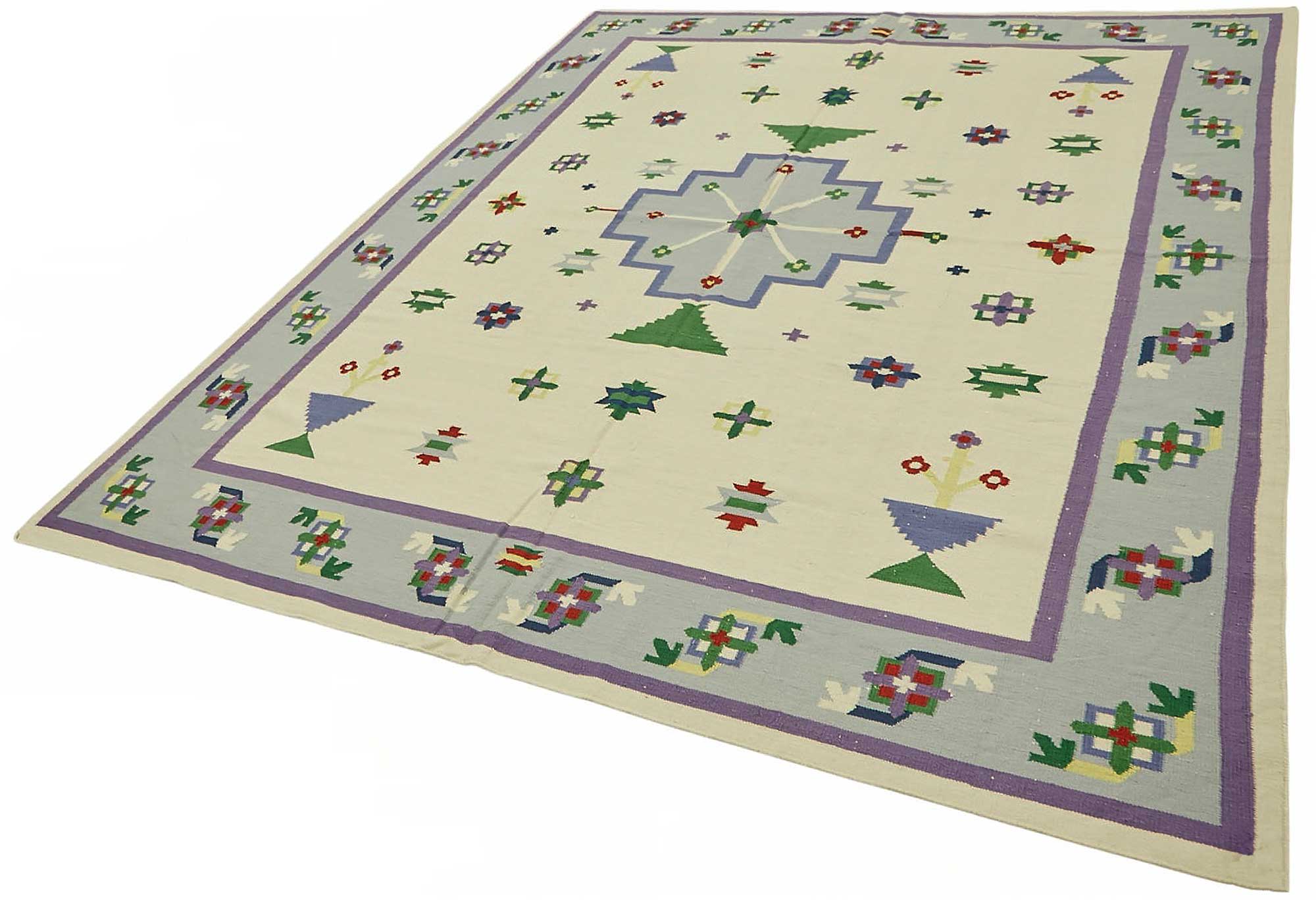 8x10 Hand-Woven Dhurrie Kilim Rug - 48859