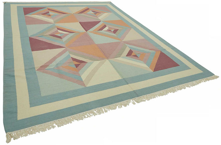 9x11 Geometric Dhurrie Kilim Rug - 48860