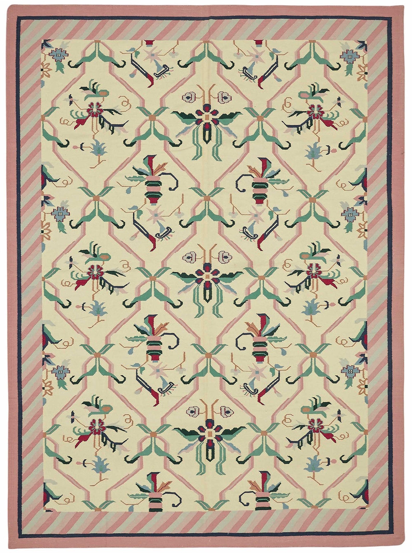 10x13 Floral Dhurrie Kilim Rug - 48863