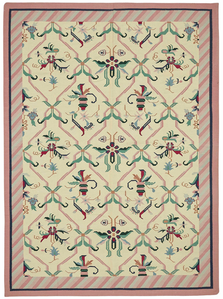 10x13 Floral Dhurrie Kilim Rug - 48863