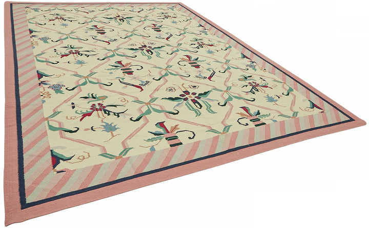 10x13 Floral Dhurrie Kilim Rug - 48863