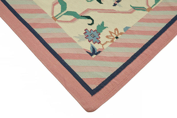 10x13 Floral Dhurrie Kilim Rug - 48863