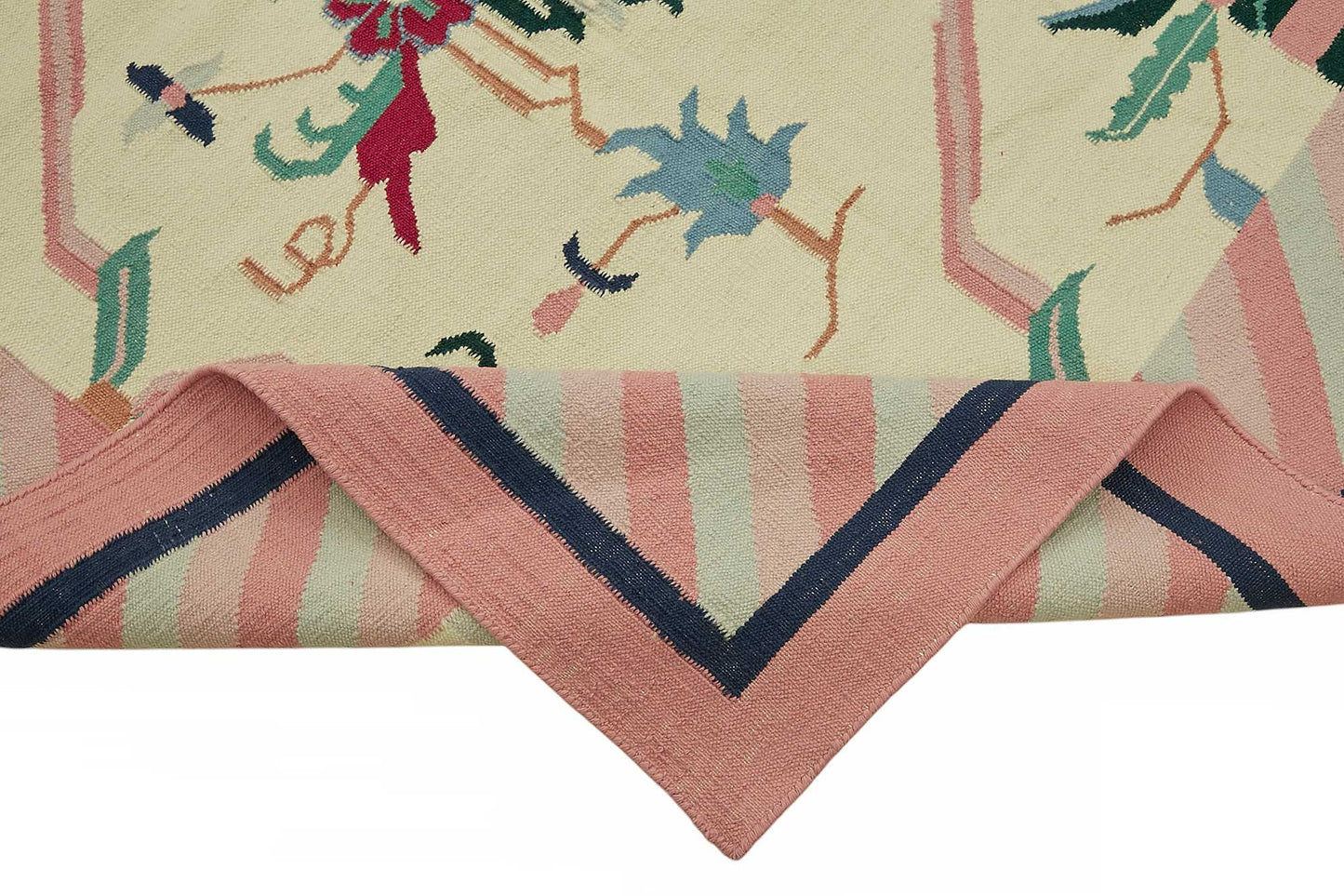10x13 Floral Dhurrie Kilim Rug - 48863