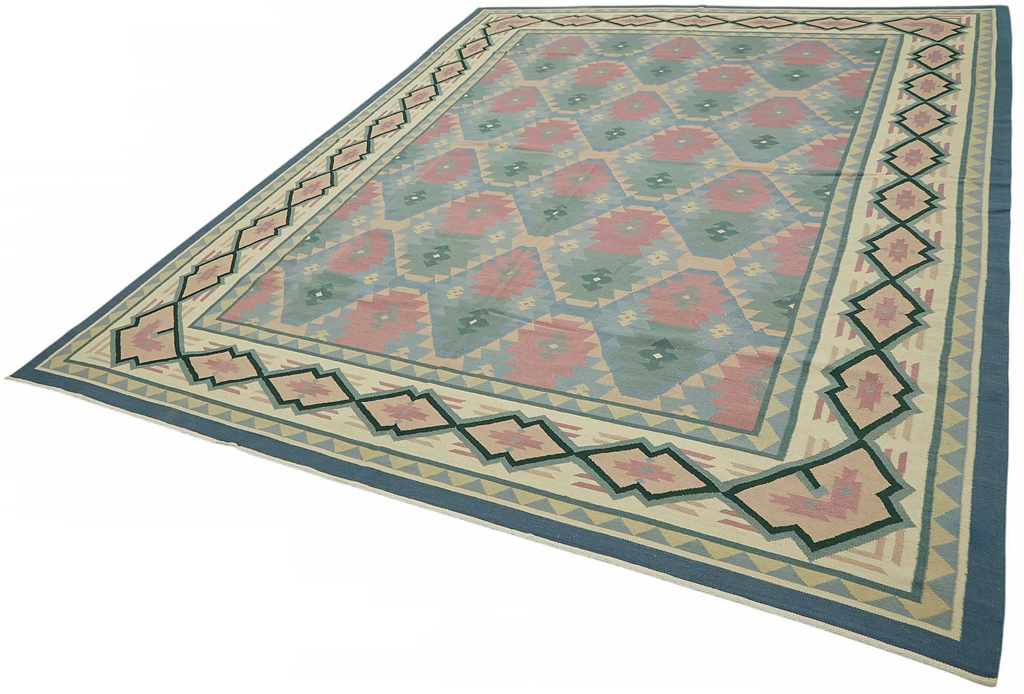 8x11 Hand-Woven Dhurrie Kilim Rug - 48864
