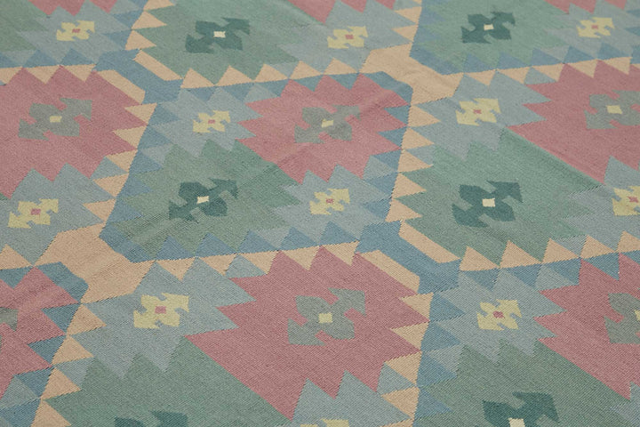 8x11 Hand-Woven Dhurrie Kilim Rug - 48864