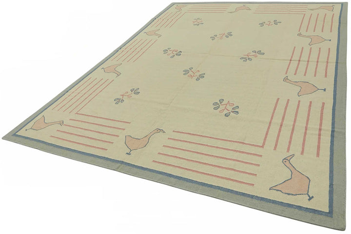9x12 Handwoven Tribal Dhurrie Kilim Rug - 48865