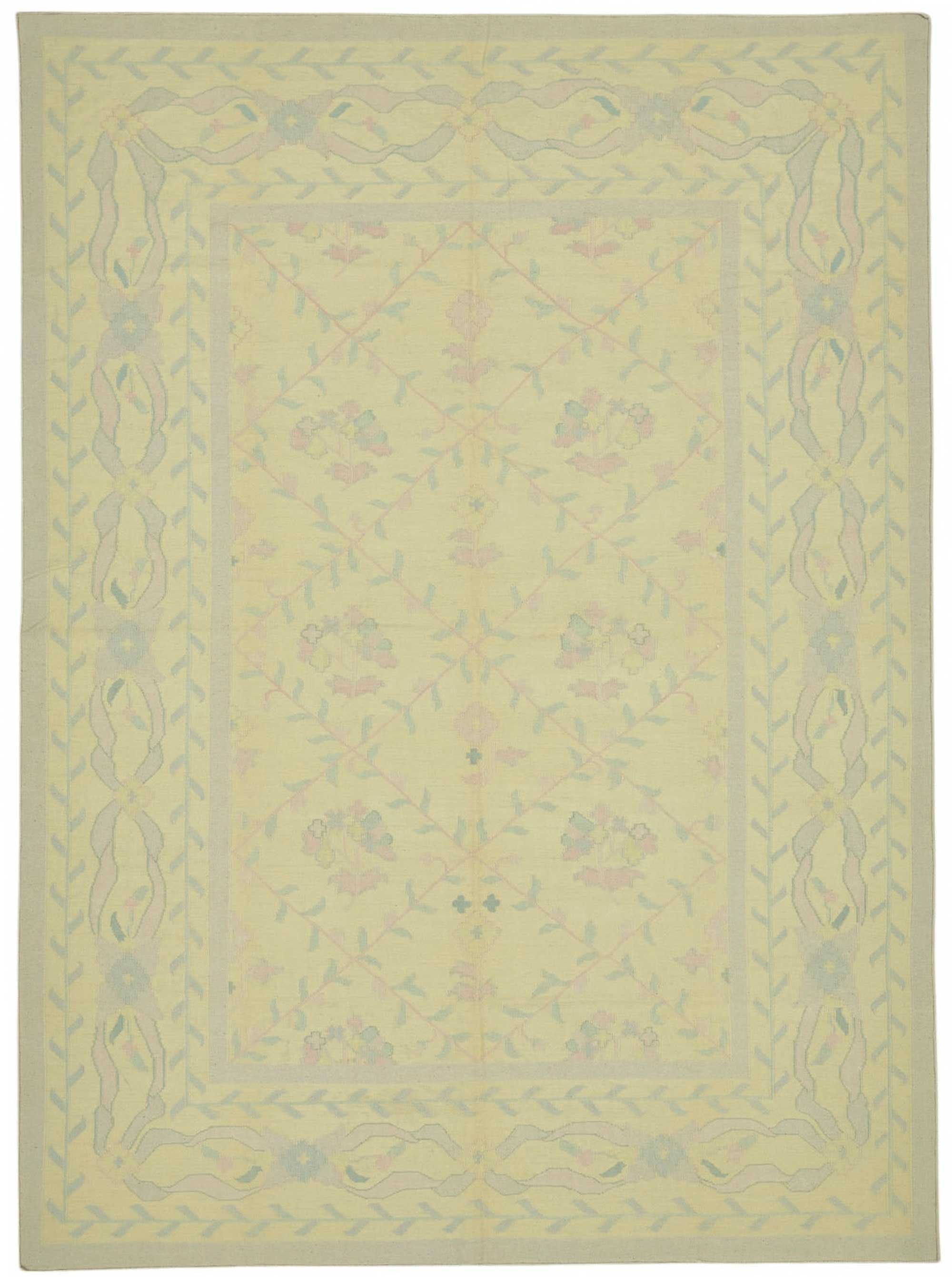 8x12 Handwoven Floral Dhurrie Kilim Rug - 48871