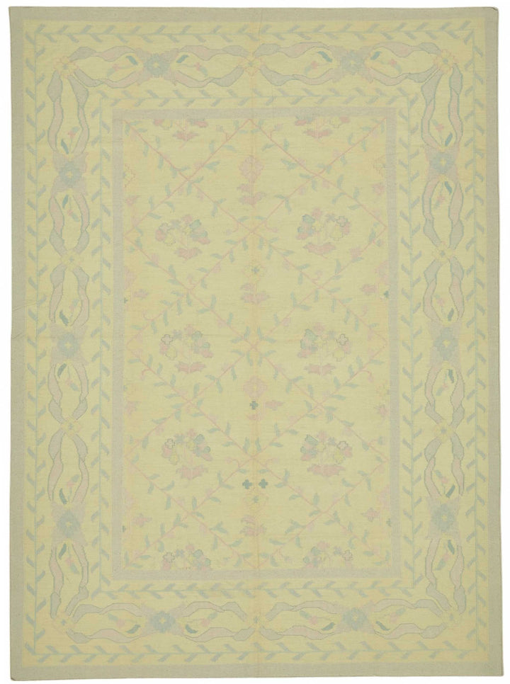 8x12 Handwoven Floral Dhurrie Kilim Rug - 48871