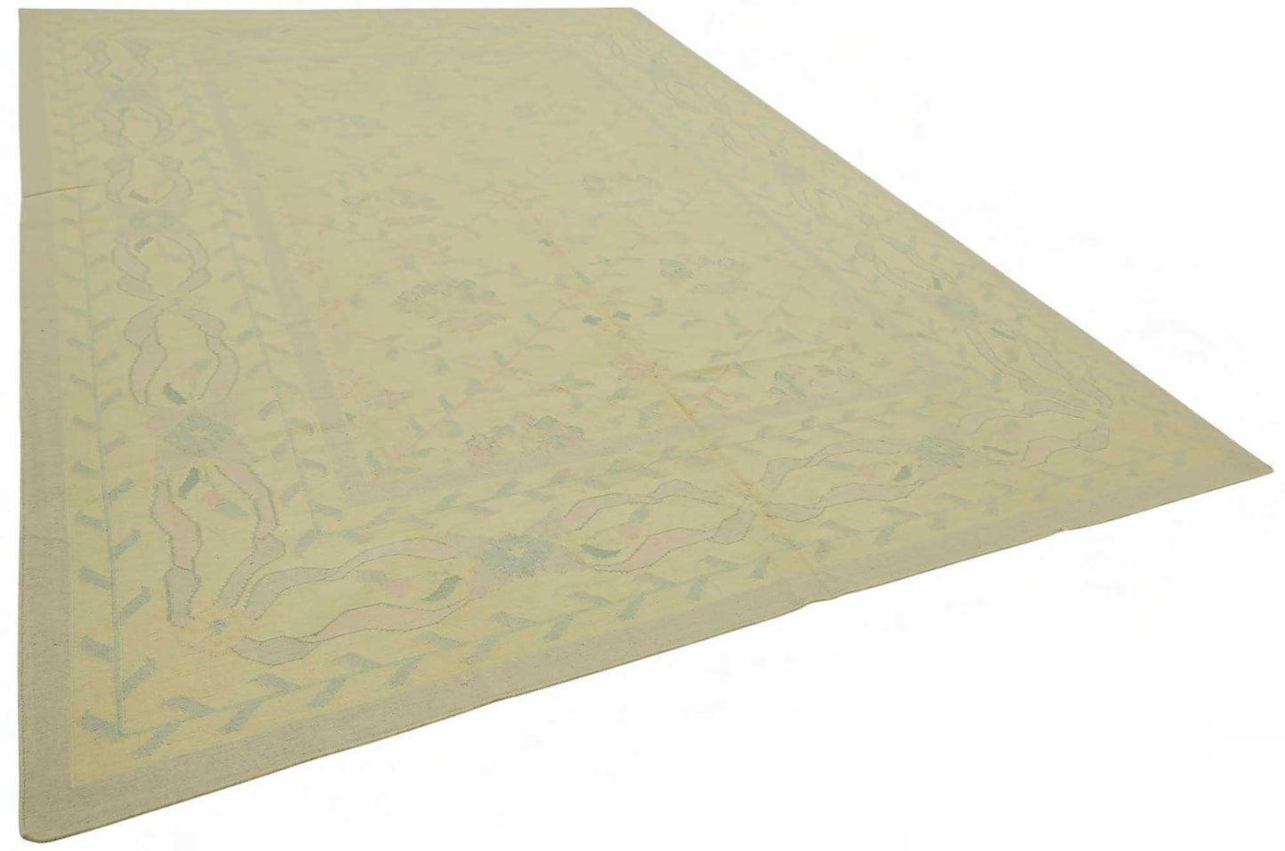 8x12 Handwoven Floral Dhurrie Kilim Rug - 48871
