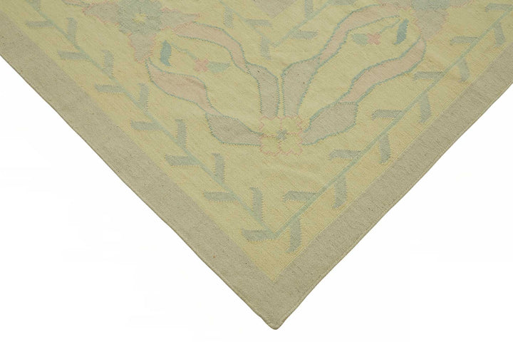 8x12 Handwoven Floral Dhurrie Kilim Rug - 48871
