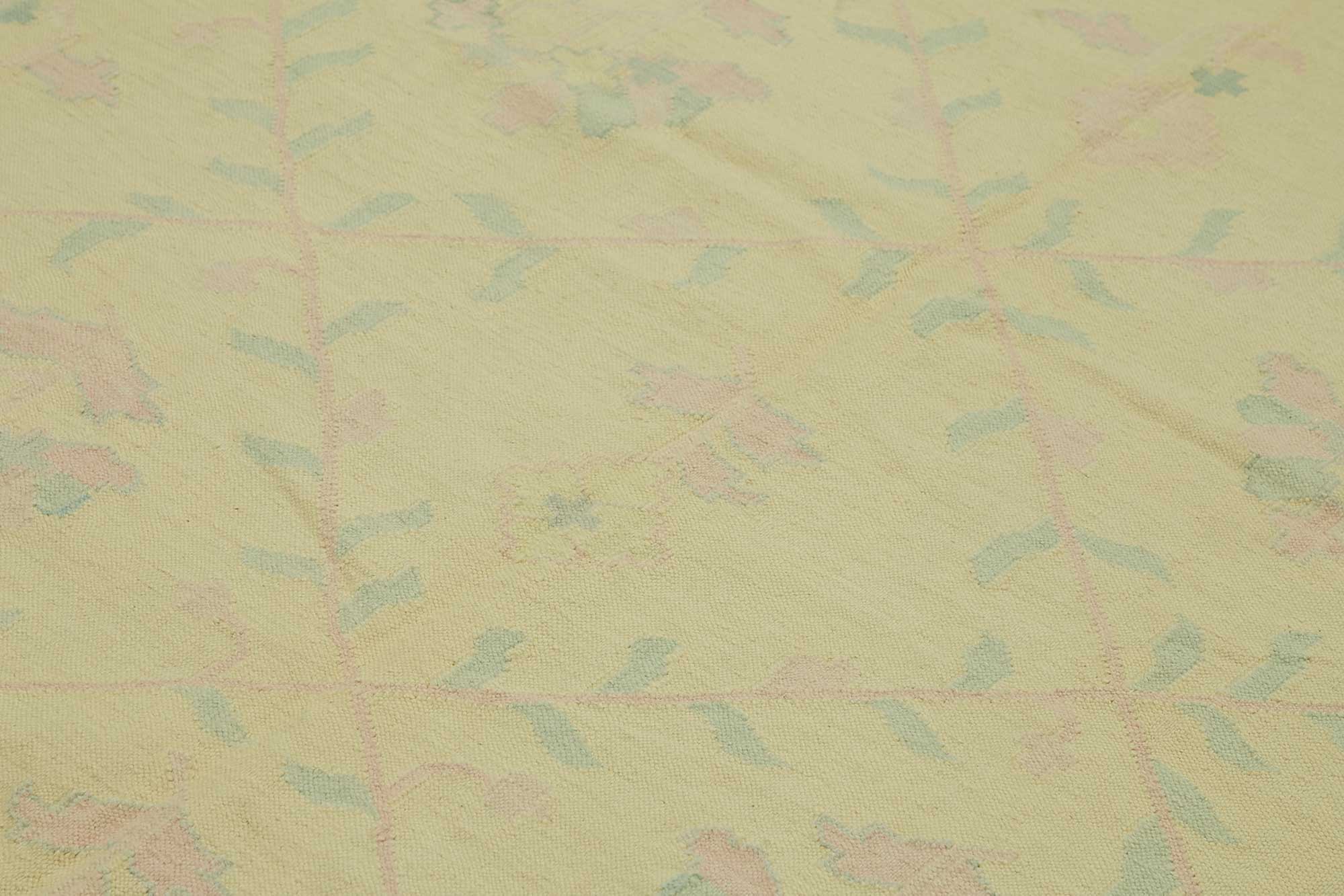 8x12 Handwoven Floral Dhurrie Kilim Rug - 48871