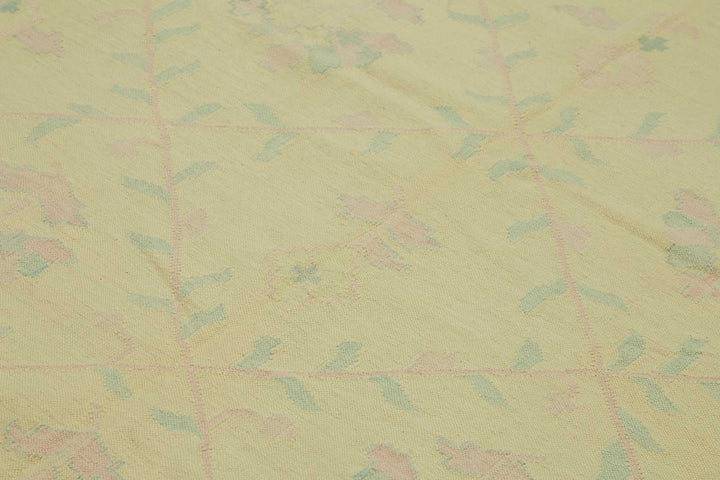 8x12 Handwoven Floral Dhurrie Kilim Rug - 48871