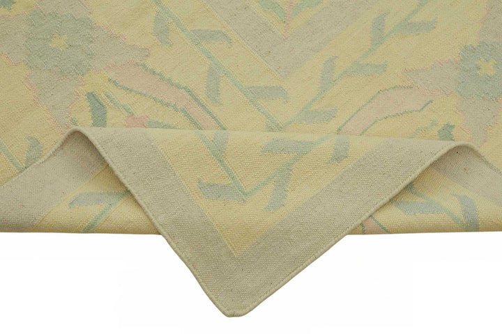 8x12 Handwoven Floral Dhurrie Kilim Rug - 48871