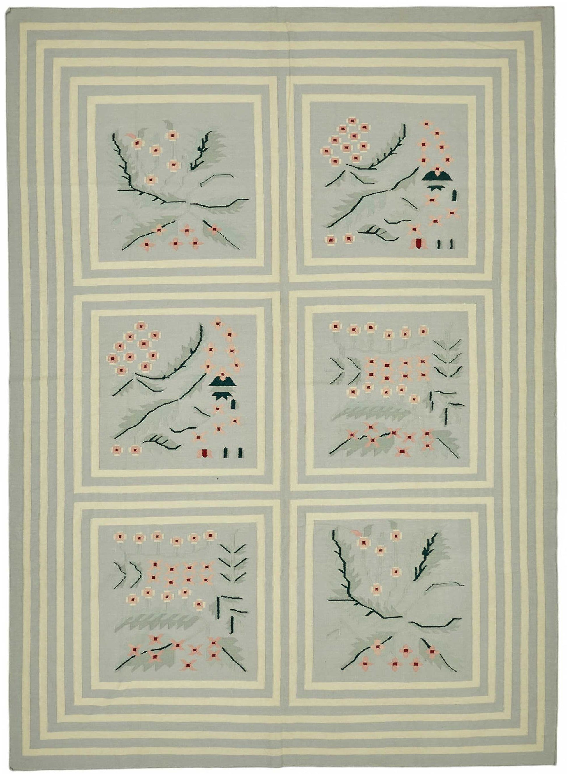 10x14 Floral Dhurrie Kilim Rug - 48872
