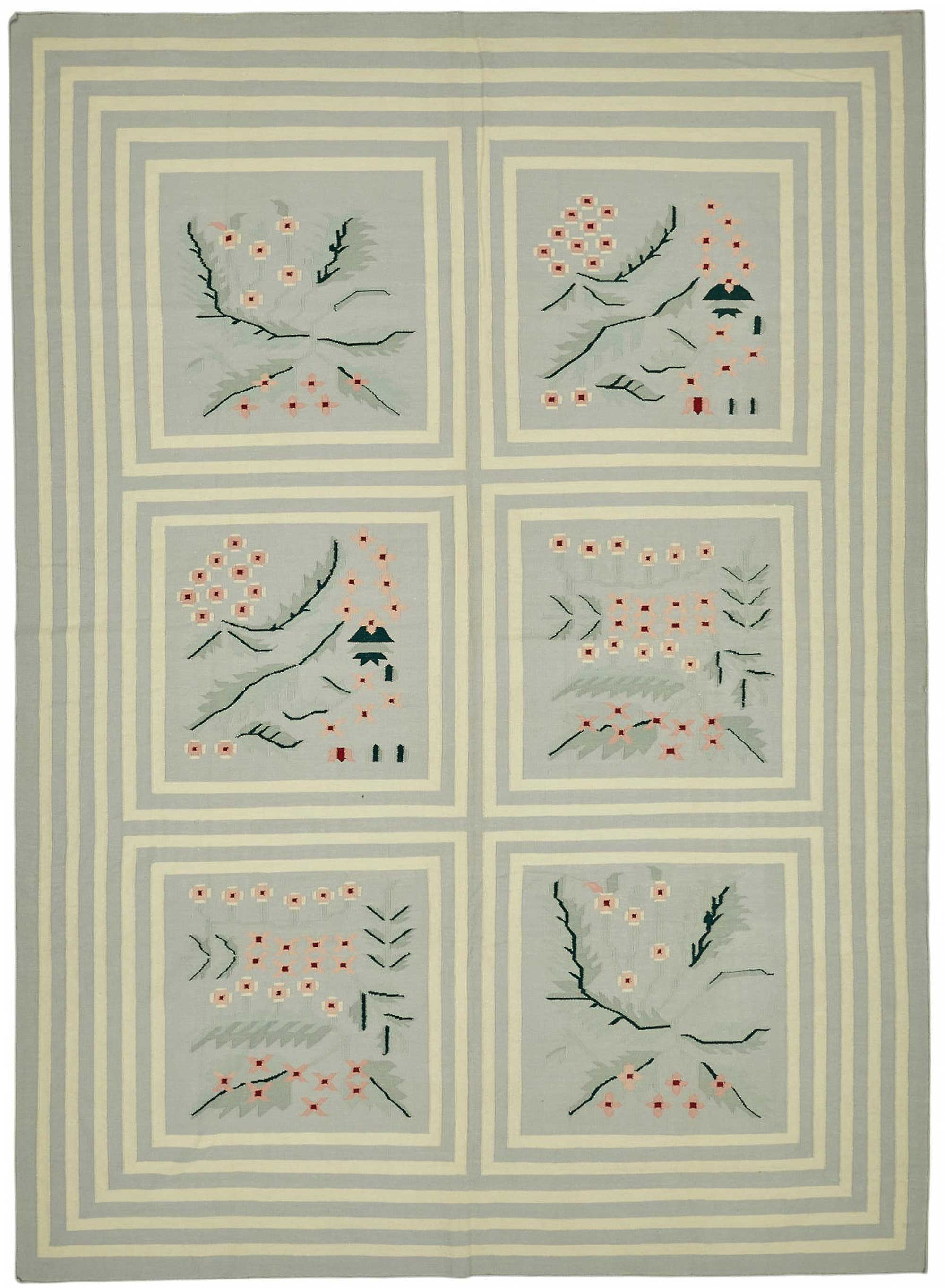 10x14 Floral Dhurrie Kilim Rug - 48872