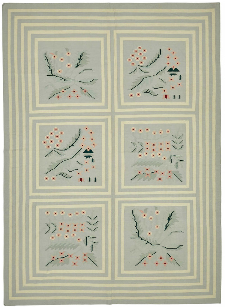 10x14 Floral Dhurrie Kilim Rug - 48872