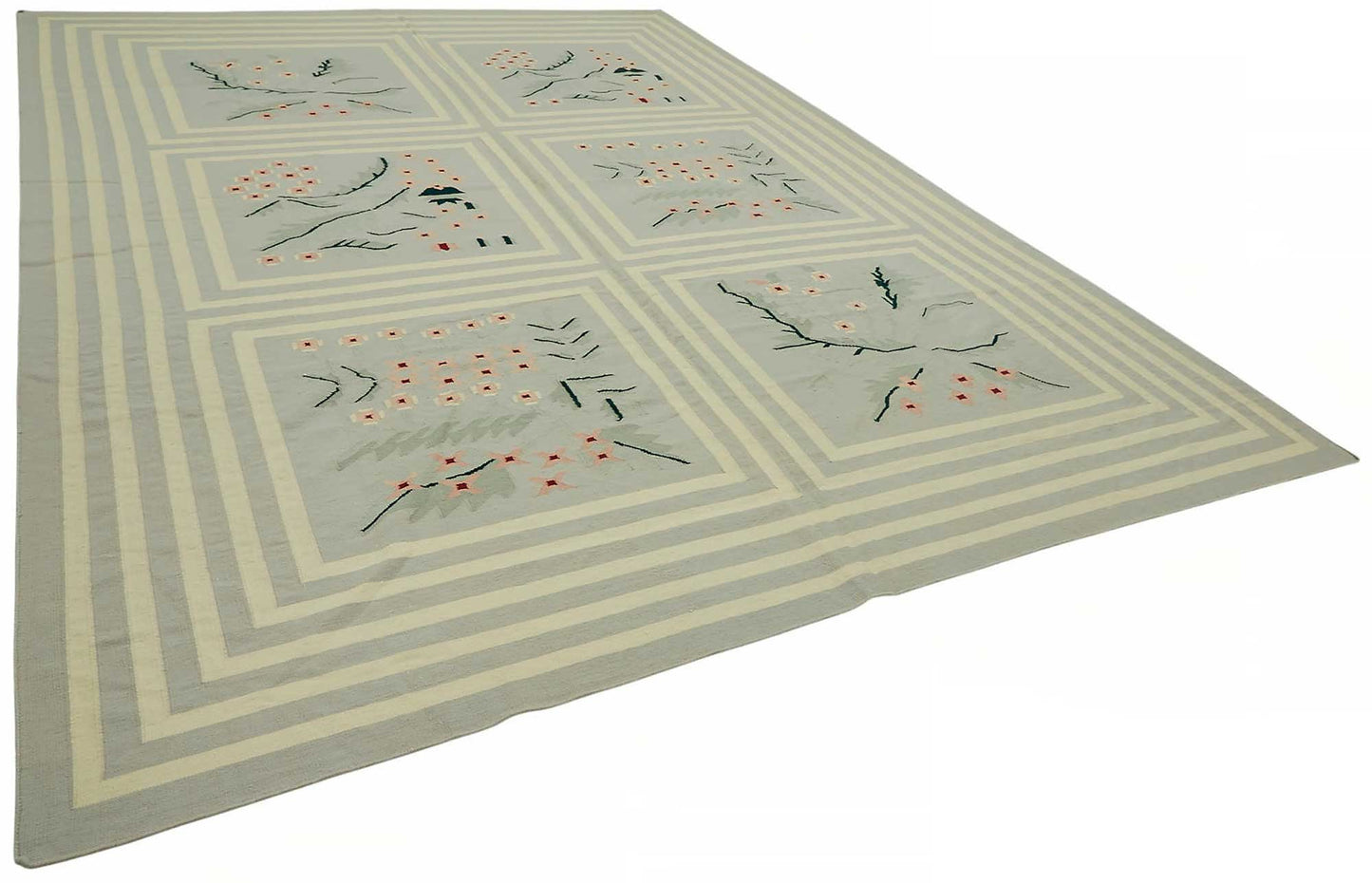 10x14 Floral Dhurrie Kilim Rug - 48872