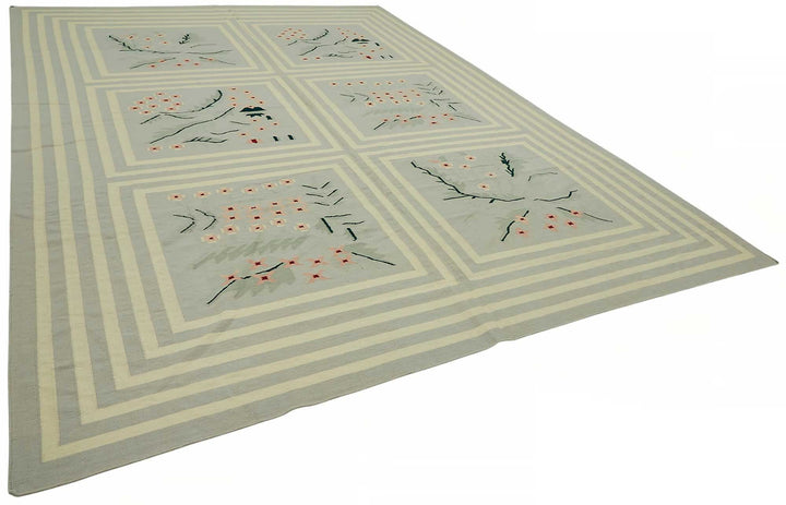10x14 Floral Dhurrie Kilim Rug - 48872