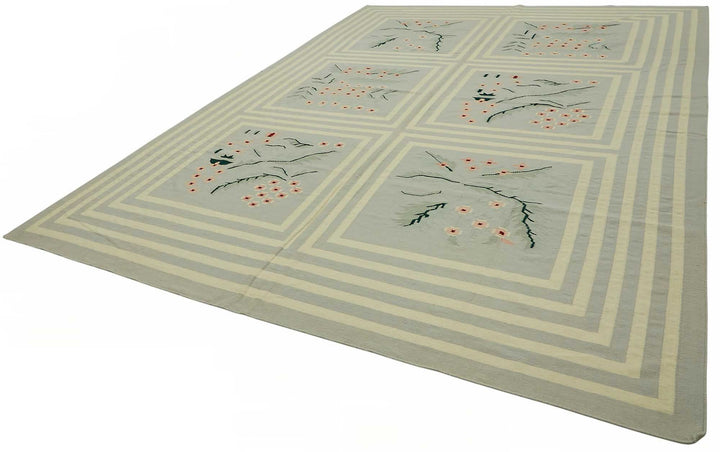 10x14 Floral Dhurrie Kilim Rug - 48872