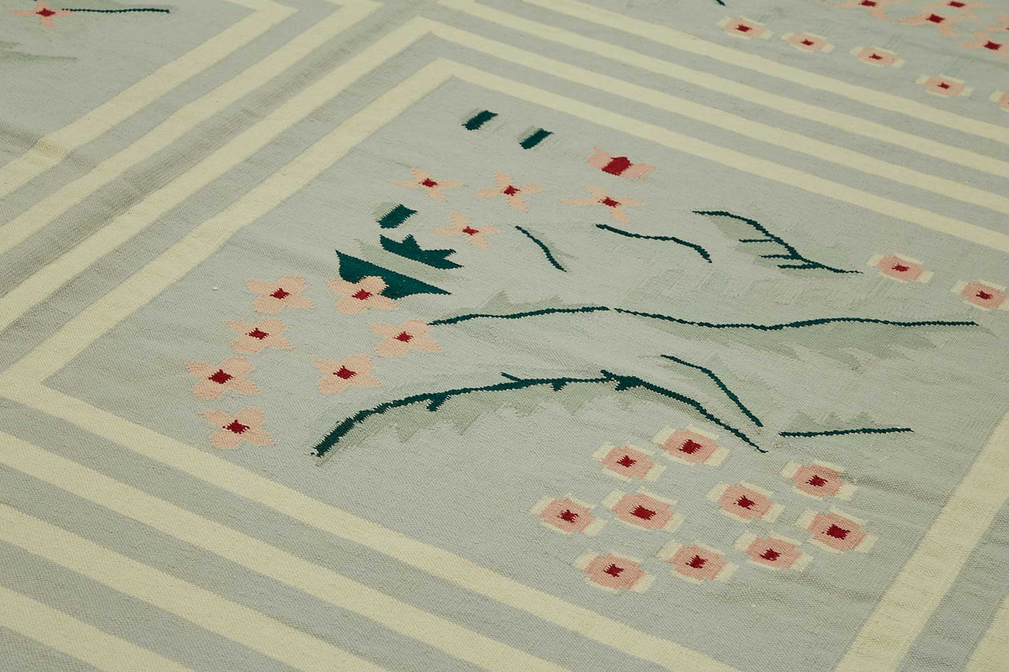10x14 Floral Dhurrie Kilim Rug - 48872