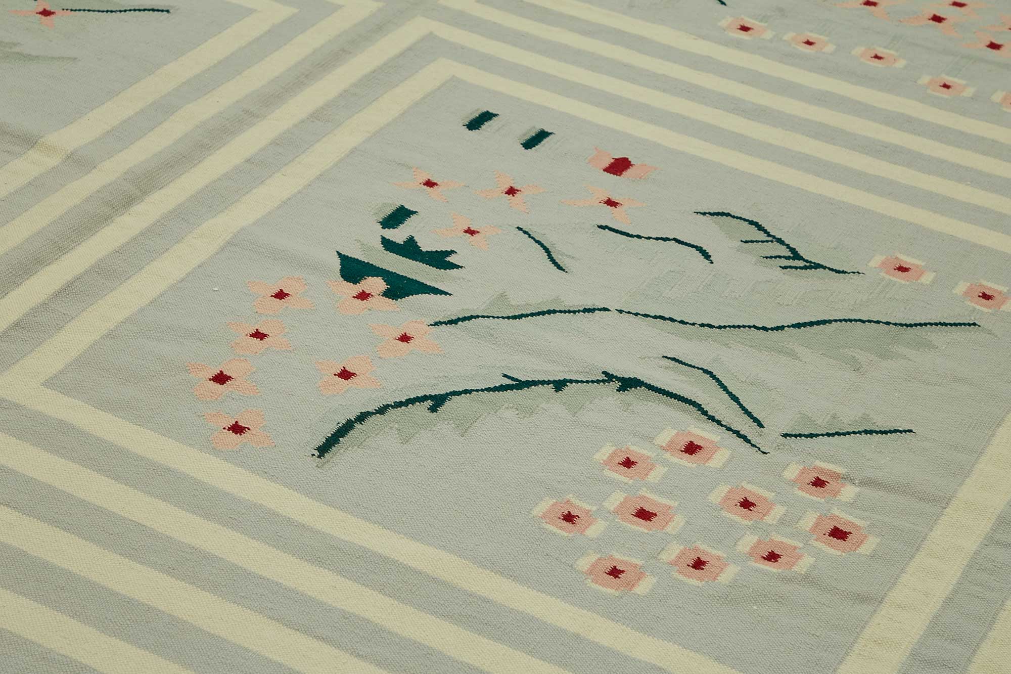 10x14 Floral Dhurrie Kilim Rug - 48872