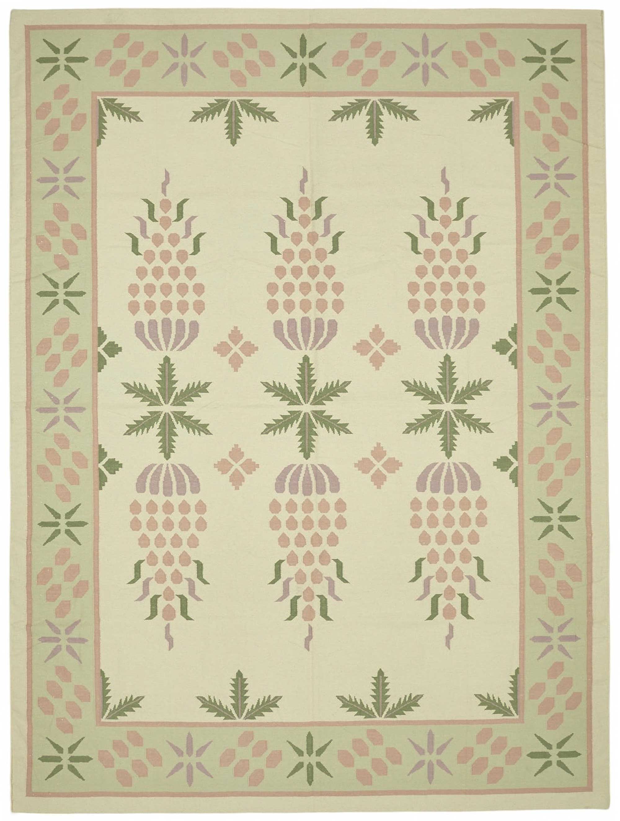 10x14 Handwoven Floral Dhurrie Kilim Rug - 48874