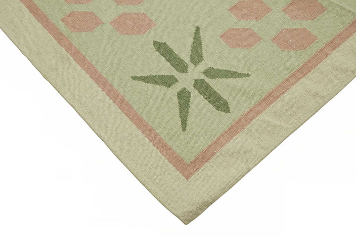 10x14 Handwoven Floral Dhurrie Kilim Rug - 48874
