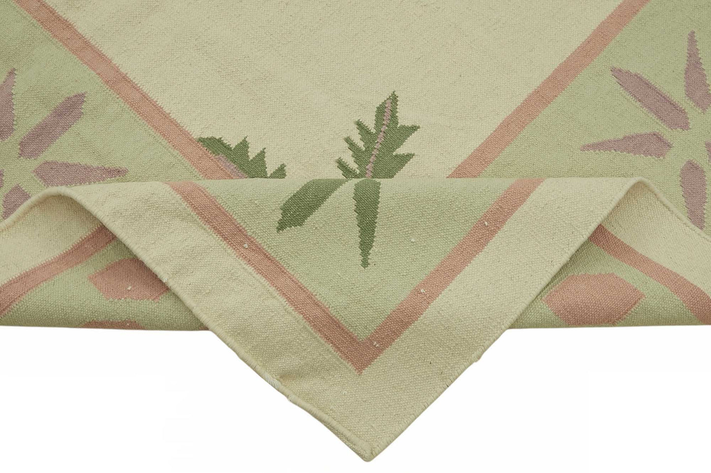 10x14 Handwoven Floral Dhurrie Kilim Rug - 48874