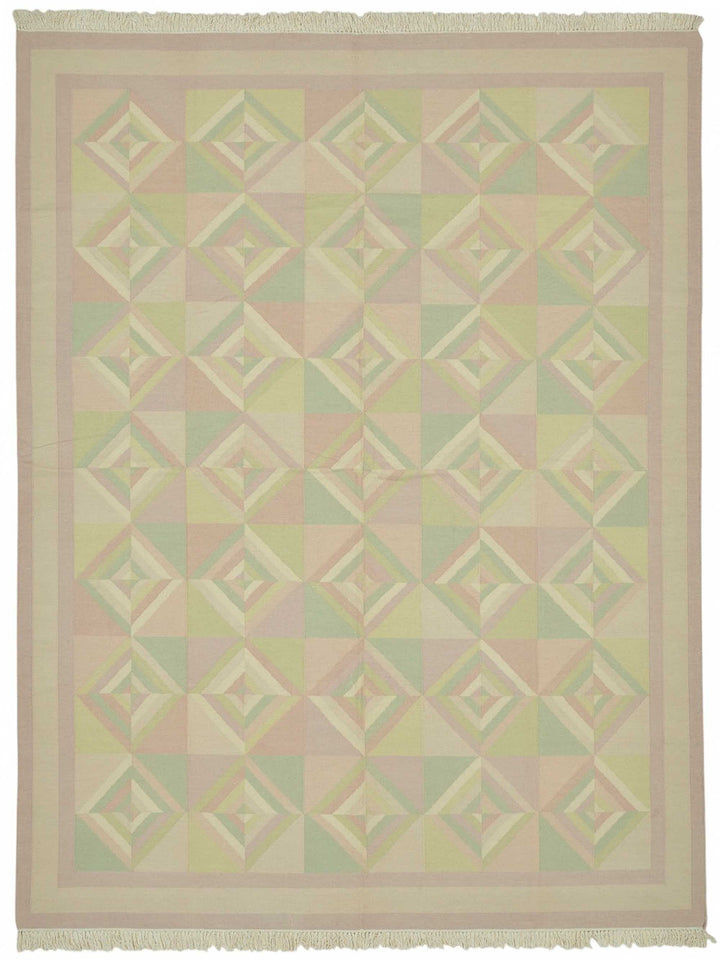9x12 Modern Geometric Dhurrie Kilim Rug - 48875