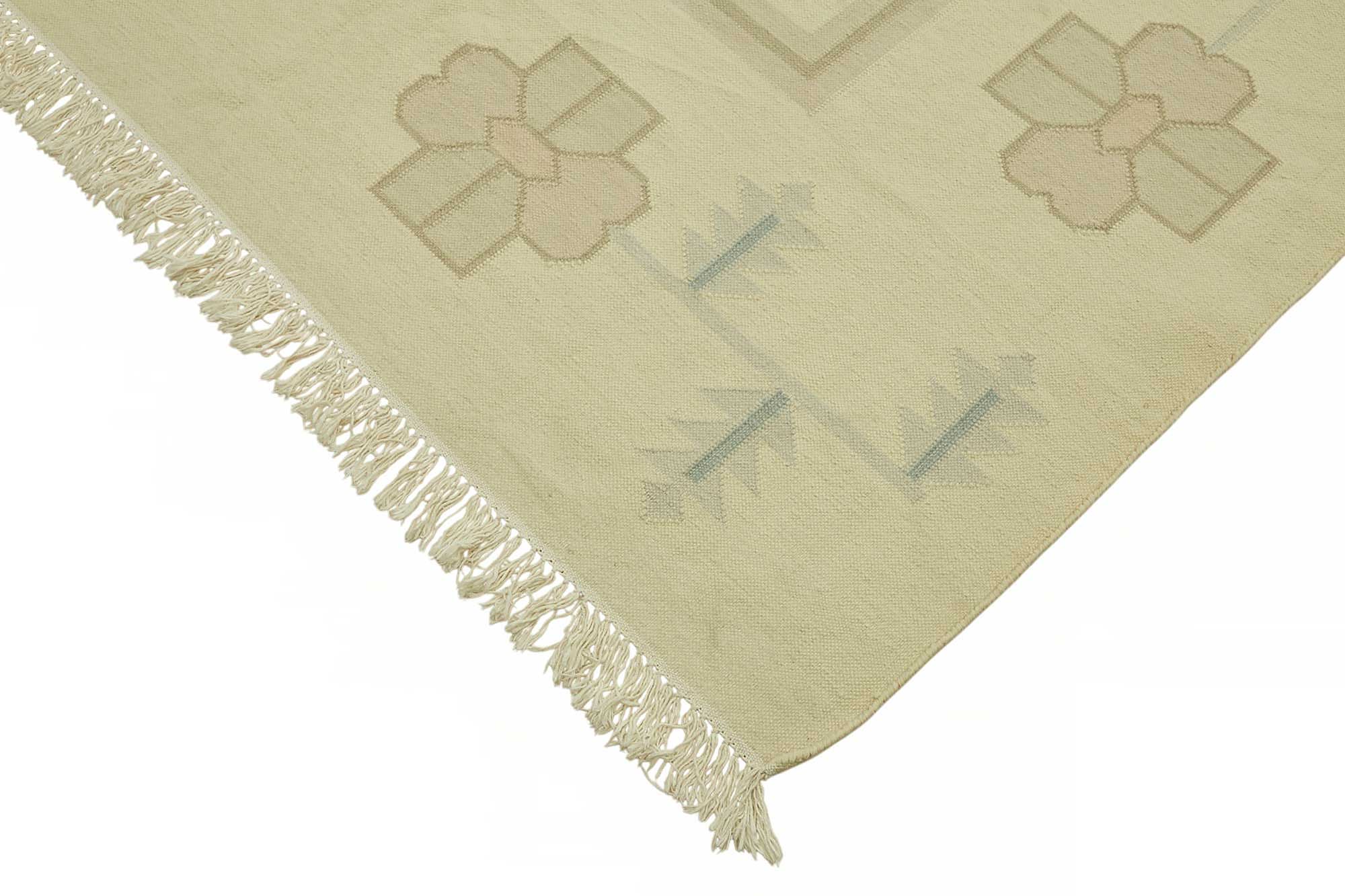 10x14 Handwoven Floral Dhurrie Kilim Rug - 48877