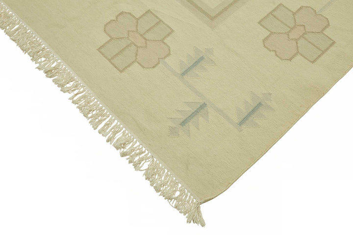 10x14 Handwoven Floral Dhurrie Kilim Rug - 48877
