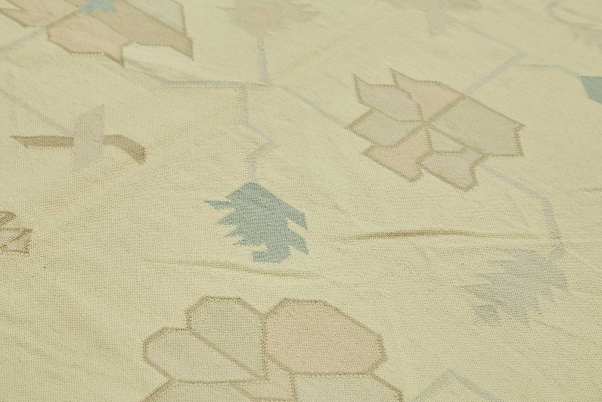 10x14 Handwoven Floral Dhurrie Kilim Rug - 48877
