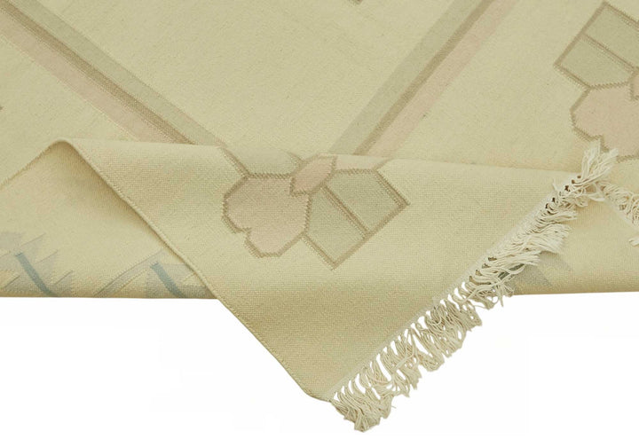 10x14 Handwoven Floral Dhurrie Kilim Rug - 48877