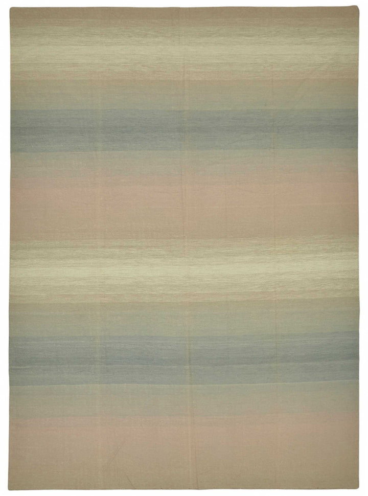 10x14 Contemporary Striped Dhurrie Kilim Rug - 48891
