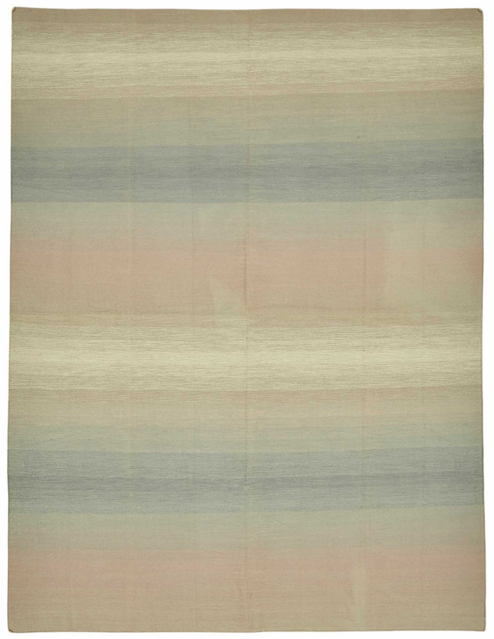 9x12 Modern Striped Dhurrie Kilim Rug - 48896