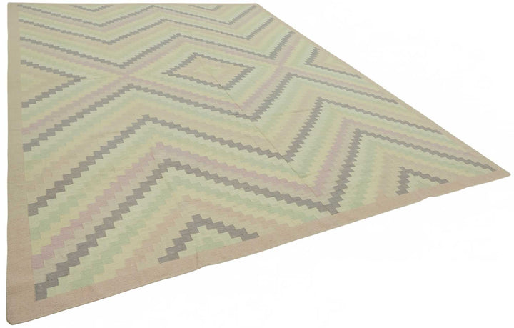 10x14 Geometric Dhurrie Kilim Rug - 48897