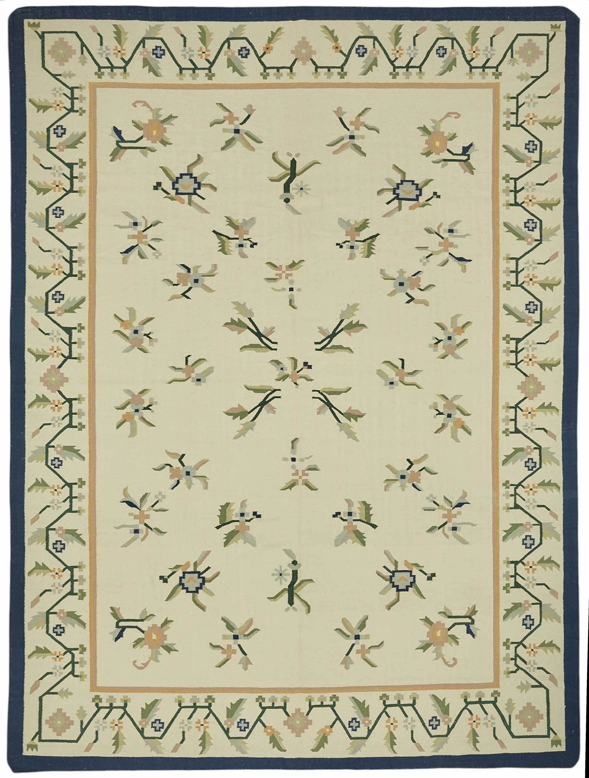 10x13 Handwoven Floral Dhurrie Kilim Rug - 48901