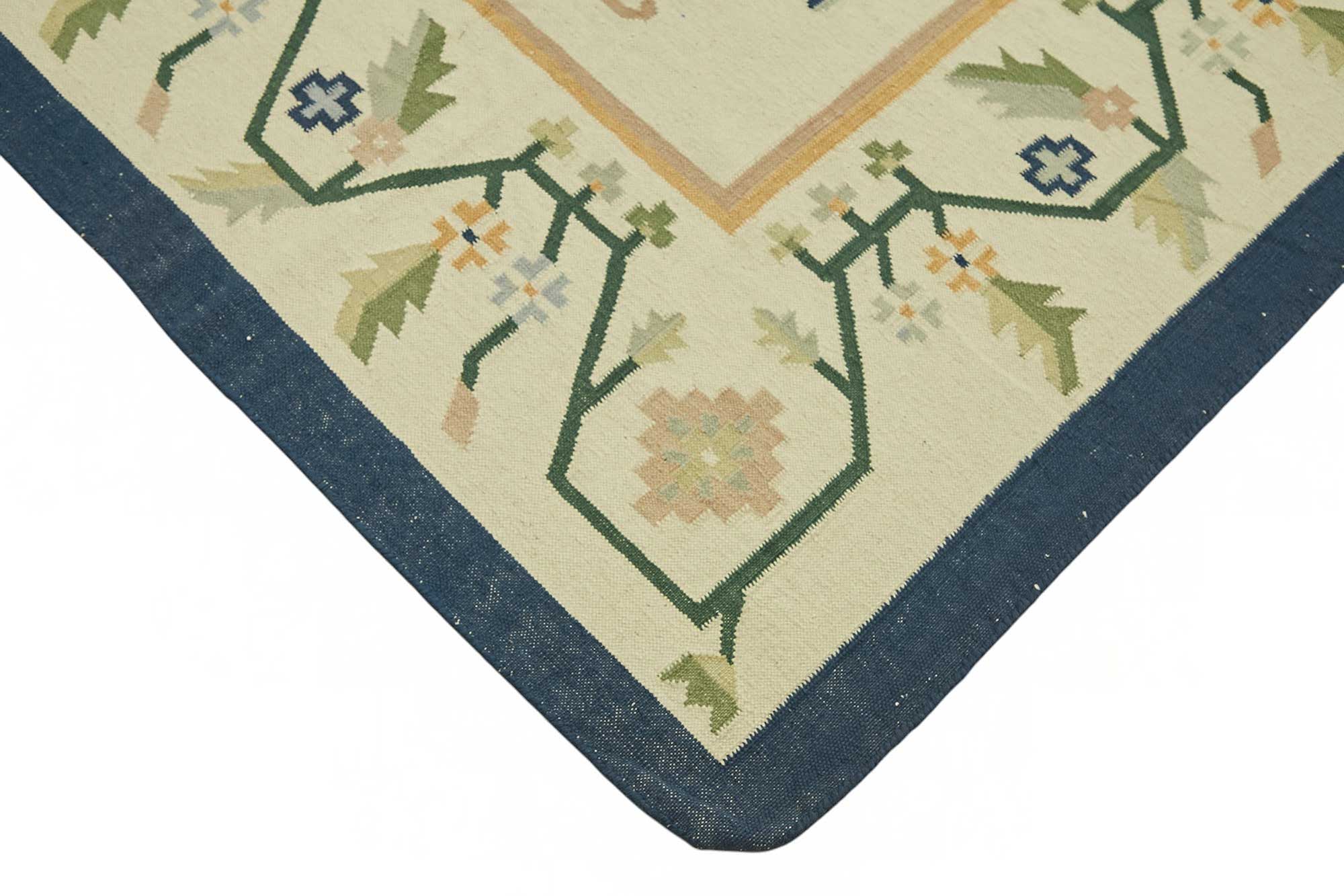 10x13 Handwoven Floral Dhurrie Kilim Rug - 48901