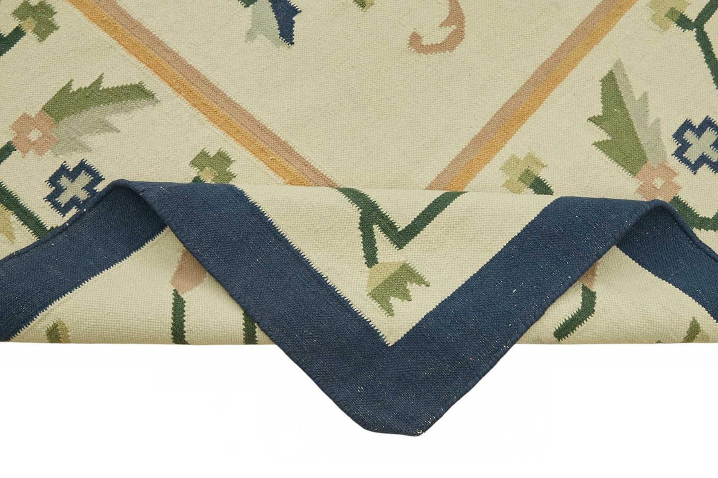 10x13 Handwoven Floral Dhurrie Kilim Rug - 48901